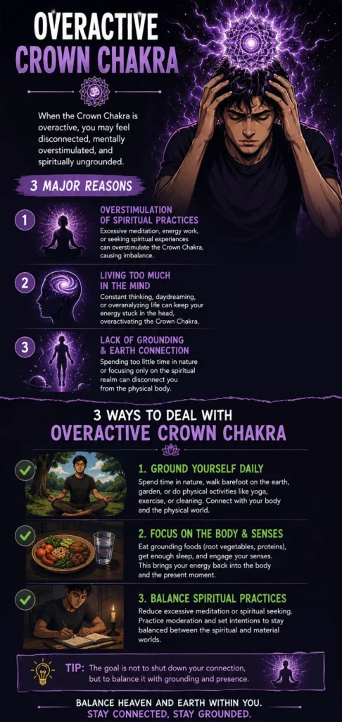 sign and way to deal with overactive crown chakra